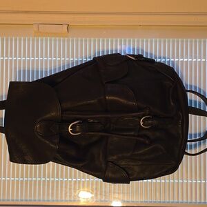 London fog black leather backpack